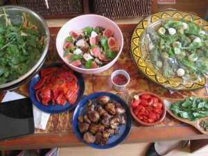 5 Salads and BBQ Pizza toppings are ready to go...